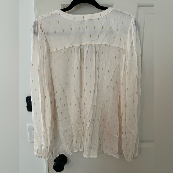 Loft Blouse NWT (white/gold detail) Size Medium - Picture 2 of 3